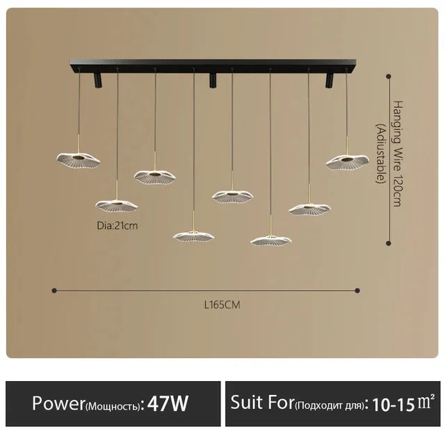 LED Restaurant Chandelier Hanging Pendant Light for Company Hotel Front Desk Lighting Spotlight Lotus Leaf Dining Table Fixtures