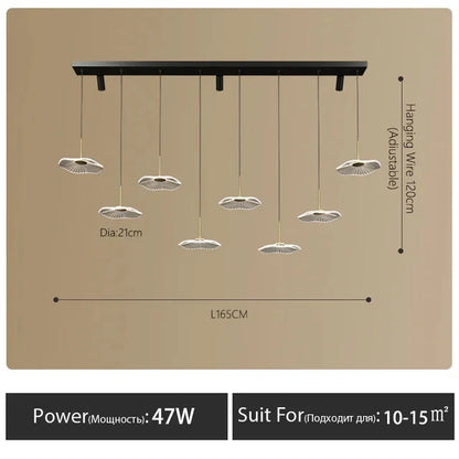 LED Restaurant Chandelier Hanging Pendant Light for Company Hotel Front Desk Lighting Spotlight Lotus Leaf Dining Table Fixtures