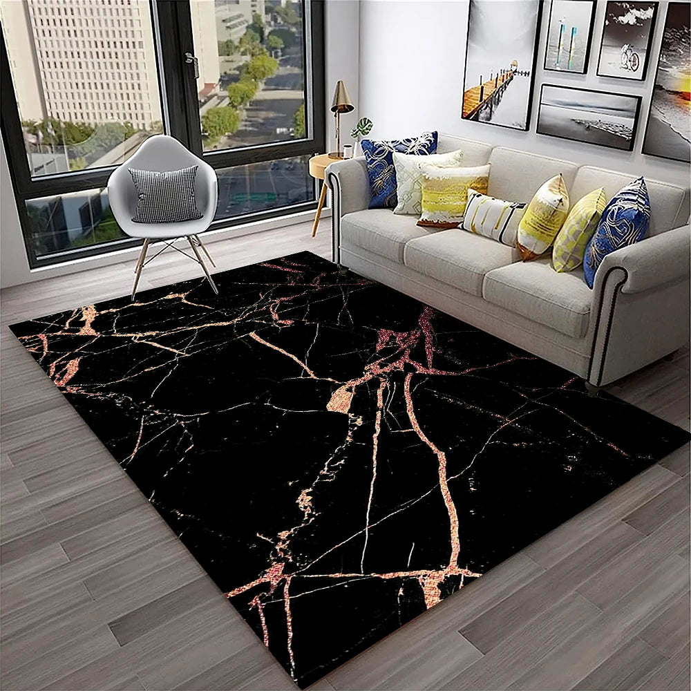 Luxurious Black Green Gold Colour Marble 3D Carpet Rug for Home Living Room Sofa Doormat Decor,kids Area Rug Non-slip Floor Mat