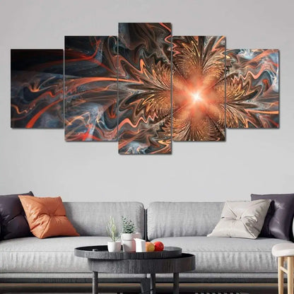5 Panels Aesthetic Landscape Canvas Painting Abstract Natural Landscape Golden Light Art Luxury Posters Prints Living Room Decor