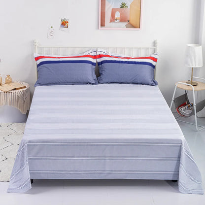 Abstract Geometric Stripe Lines Flat Sheet 3 Pieces 100% Cotton Bed Sheet Soft Comfortable Bedding for Guestrooms and Bedroom