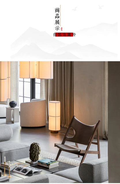 Designer Menu Hashira Cluster Pendant Light Vintage Cloth Lampshade Hanging Lamp Dining Room Minimalist Cylindrical Chandelier
