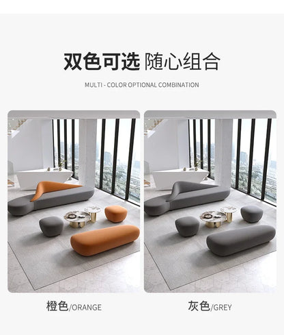 Beige Living Room Sofa European Nordic Sectional Curved Lounge Chaise Couch Puffs Double Lazy Italian Divano Soggiorno Furniture