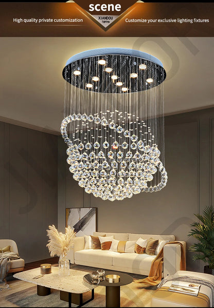 Creative Crystal Chandelier, Hotel Lobby, Restaurant, Duplex Building, Villa, High Ceiling, Living Room, Staircase, Long Chandel