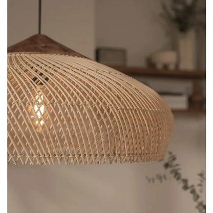 Retro Handmade Rattan Pendant Lamps Wabi Sabi Ceiling Chandeliers for Kitchen Island Dining Table Living Room Led Hanging Lamps