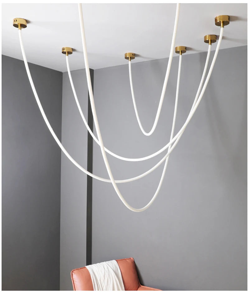 Nordic Hose Led Chandelier for Dining Living Room Center Table Kitchen Bedroom Pendant Lamp Minimalist Decor Lighting Lusters