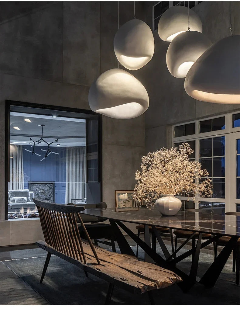 Nordic Minimalist Wabi Sabi Wind E27 LED Chandelier for Dining Room Pendant Lights Modern Bedroom Bar Loft Hanging Lamps Fixture