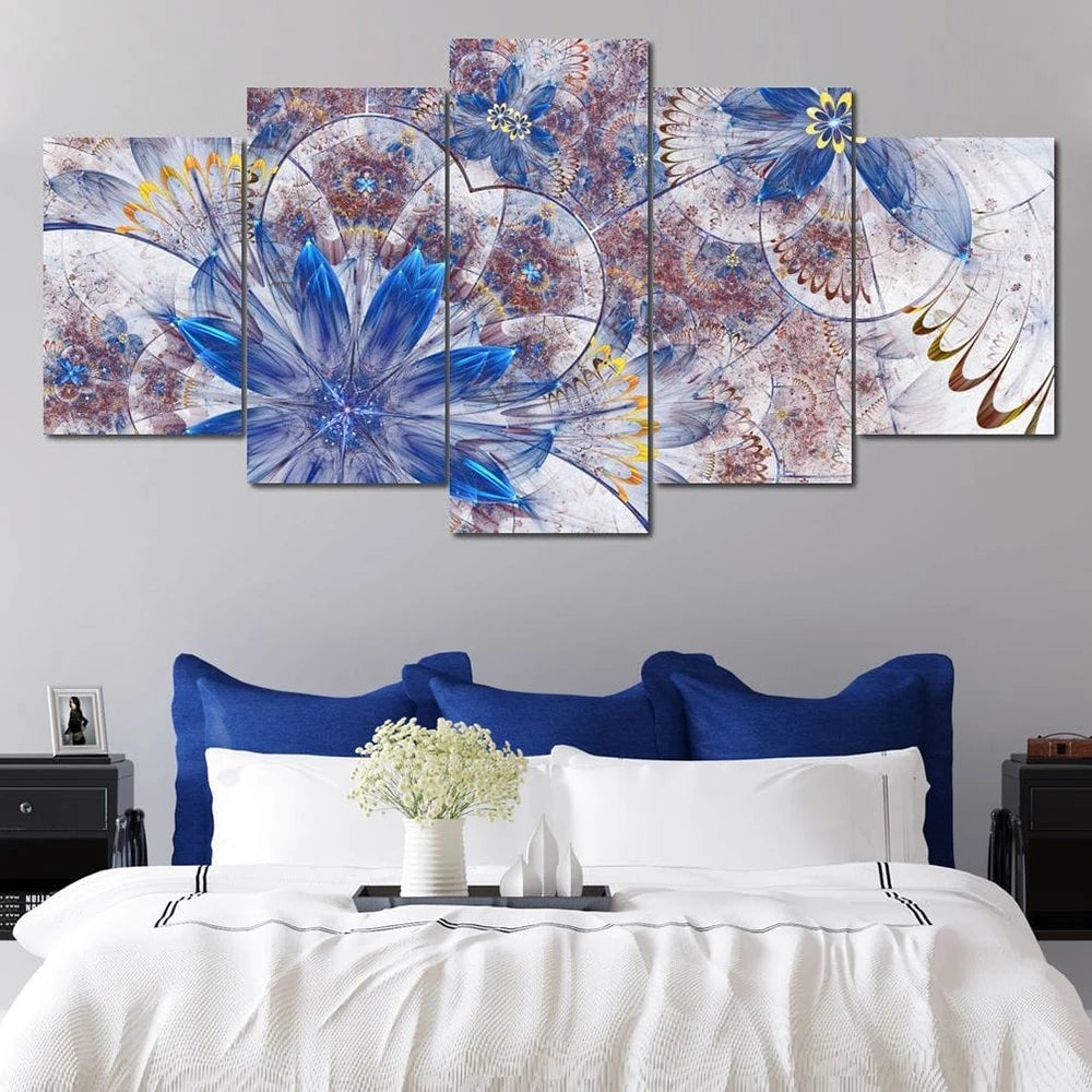 5 Panels Aesthetic Landscape Canvas Painting Abstract Natural Landscape Golden Light Art Luxury Posters Prints Living Room Decor