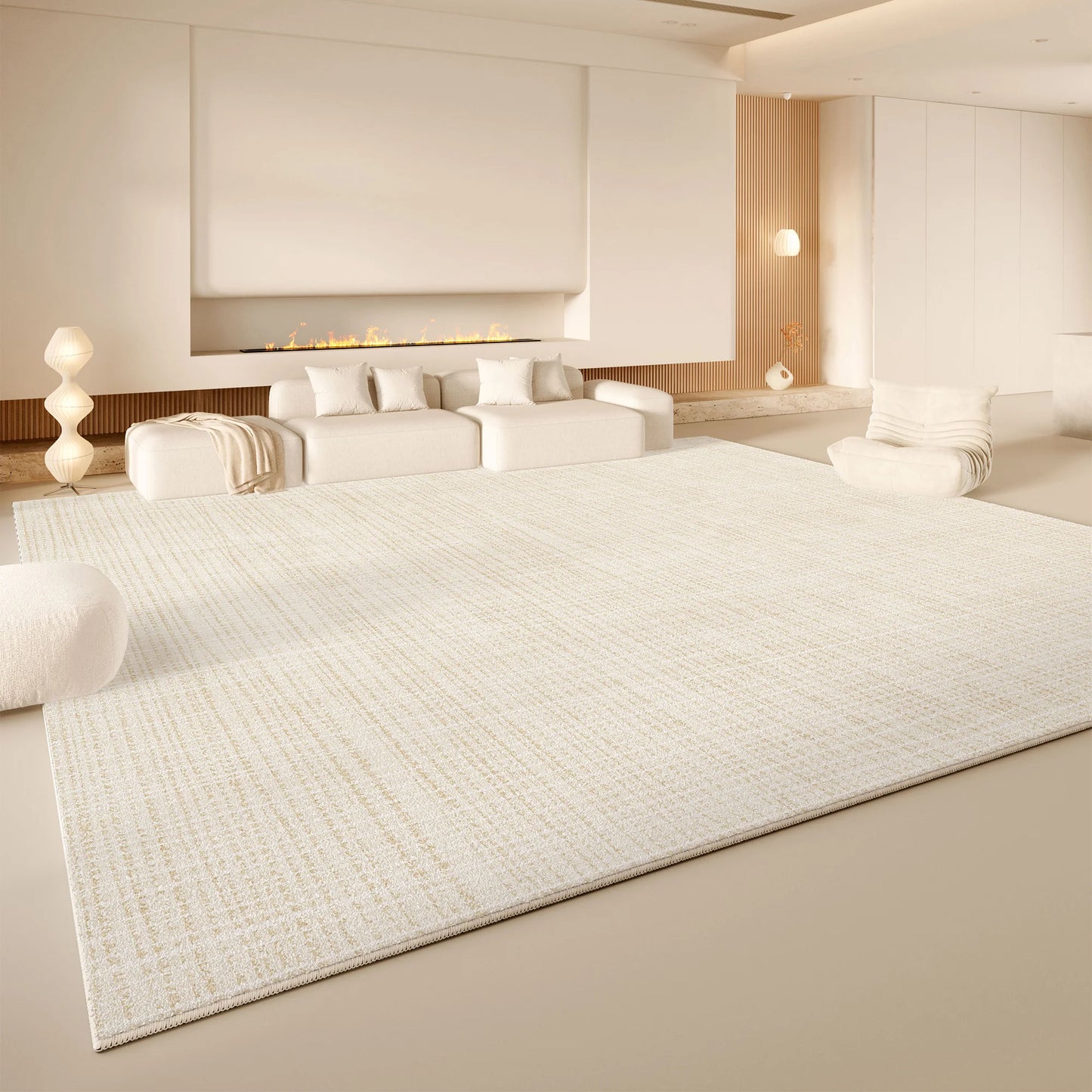 VIKAMA Cream Wind Carpet Living Room Light Luxury Premium Feeling Faux Cashmere Floor Mat Large Full Pave Home Essentials