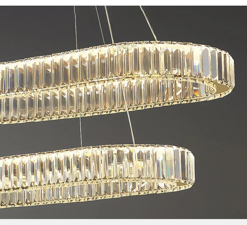 2024 Led Luxury Crystal Ceiling Pendant Lamp Living Room Bedroom Hanging Chandelier Bar Dining Table Light for Room Decor Lustre