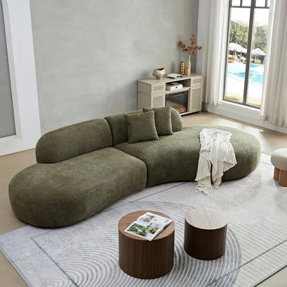 135"Curved Sectional Sofa,Modern Boucle Fabric Upholstered Modular Couch Oversized 6-Seat Sofa for Living Room,Bedroom,Apartment