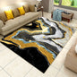 Black Gold Marble Area Rug Modern Abstract Geometric Rug Non-Slip Soft Floor Carpet Decor for Home Living Room Bedroom Office