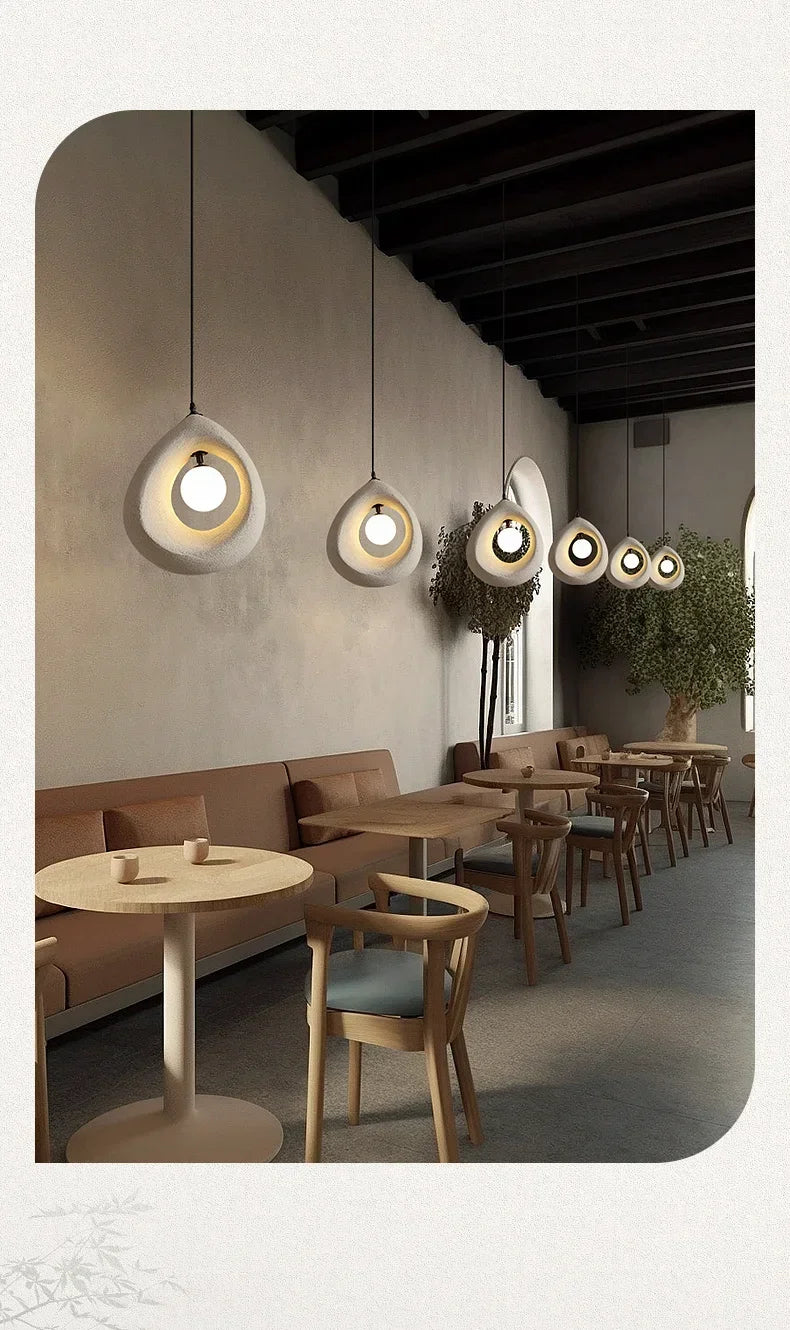 Japanese Wabi Sabi Pendant Lights Minimalist Bedroom Kitchen Island G9 LED Chandeliers Home Decor Living Room Hanging Lamps