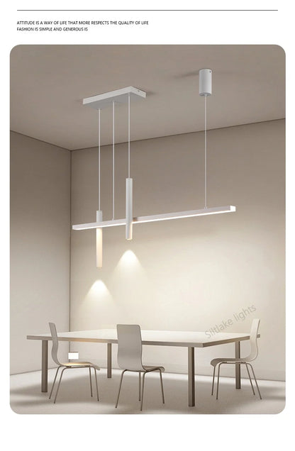 New restaurant chandelier modern simple dining room table bar lights long strip spotlight creative designer pendant lamps