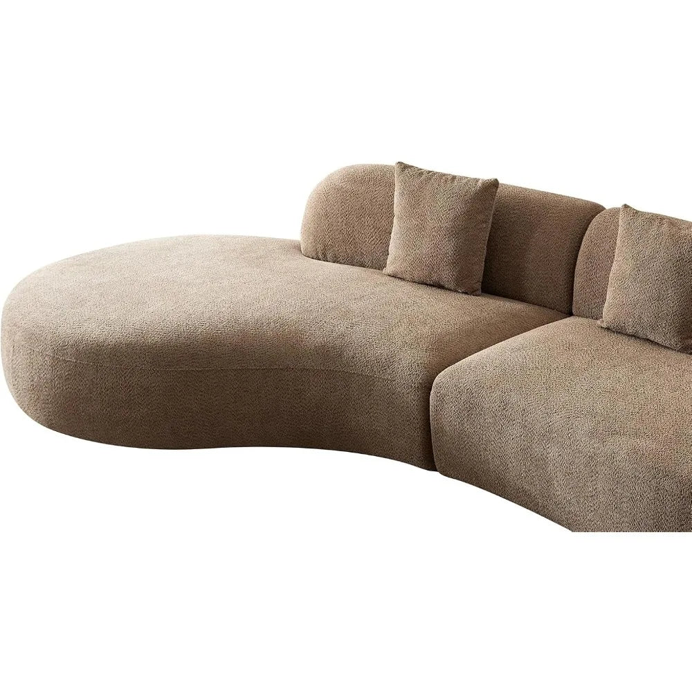 135"Curved Sectional Sofa,Modern Boucle Fabric Upholstered Modular Couch Oversized 6-Seat Sofa for Living Room,Bedroom,Apartment