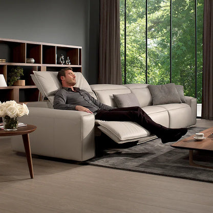 Modern Multifunctional Electric Recliner Sofa Home Theater Video Room Genuine Leather Fabric Wood for Living Video Hall