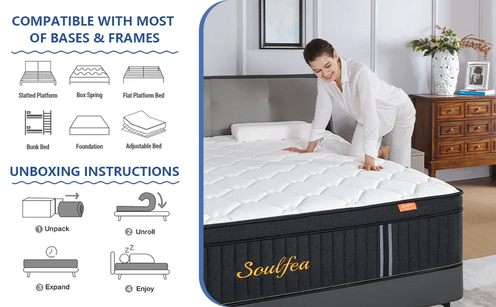 Size ,12 Inch Hybrid Full Mattress in a Box with Memory Foam & Individual Pocket Spring for Edge Support,Pressu