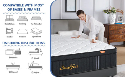 Size ,12 Inch Hybrid Full Mattress in a Box with Memory Foam & Individual Pocket Spring for Edge Support,Pressu
