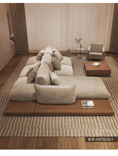 Japanese-style log wabi-sabi wind platform bread fabric sofa living room minimalist creative furniture