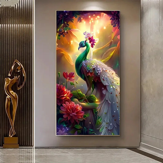 Canvas Poster Modern Art Dream Peacock Flower Landscape Bird Home Decor Ideal Gift for Bedroom Living Room Corridor Wall Decor