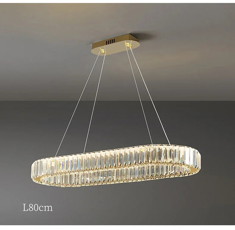 2024 Led Luxury Crystal Ceiling Pendant Lamp Living Room Bedroom Hanging Chandelier Bar Dining Table Light for Room Decor Lustre