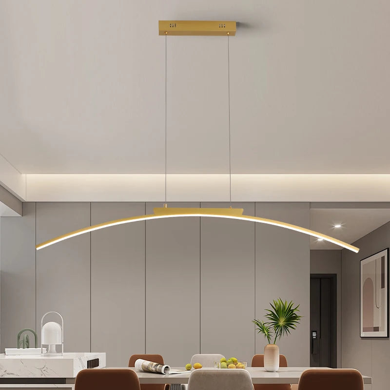 Pendant Light Nordic Chandelier Interior Décor Strip Curved Bridge LED Hanging Lamp Bedroom Living Room Home Lighting Fixtures