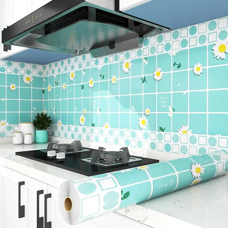 Kitchen Stove Oil-proof Sticker Waterproof High Temperature Resistant Wallpapers Kitchen Decoration Self Adhesive Contact Paper
