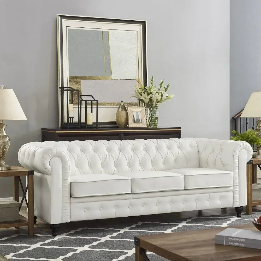 Sofa Set Living Room Chair Juegos Leather Couch Sofa Chair for Bedroom Modern Chesterfield Tufted Leather Chair Leather Sofas