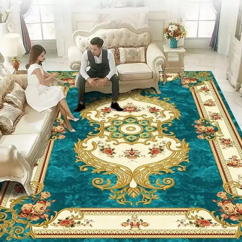 European Red Luxury Carpet Large Living Room Decoration Home Rugs Soft Comfortable Lounge Rug Anti Slip Washable Bedroom Mat