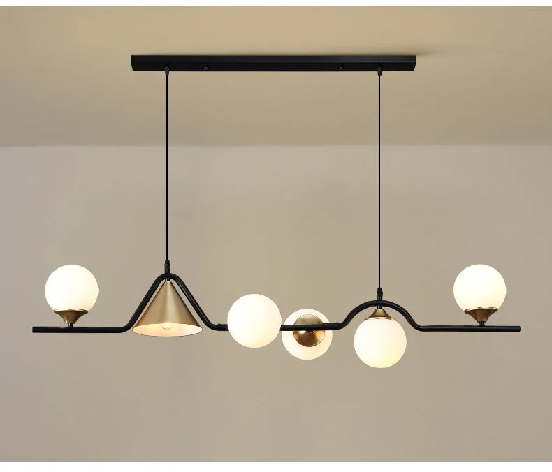Nordic Black LED Chandelier For Living Room Kitchen Modern Home Indoor Ceiling Lighting Fixtures Glass Ball E14 Hanging Lamps