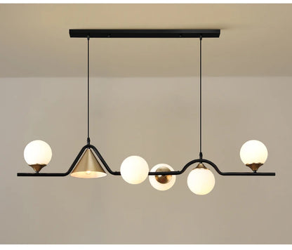 Nordic Black LED Chandelier For Living Room Kitchen Modern Home Indoor Ceiling Lighting Fixtures Glass Ball E14 Hanging Lamps