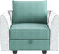 Square Ottoman Module for Modular Segmented Sofas, Storage Ottoman Footstools, and Seat Cubes, Water Blue