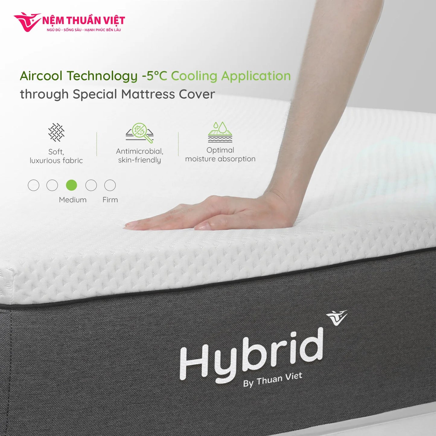 King Size Skin-Friendly Eco Friendly Massage Hybrid Natural Latex With Memory Foam Mattress Elastic Hotels Factory in VietNam