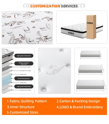 Hotel king Size Medium Firm Latex Pillow Top Full Size Bedroom Spring Comfortable Mattresses Rolled up in Box
