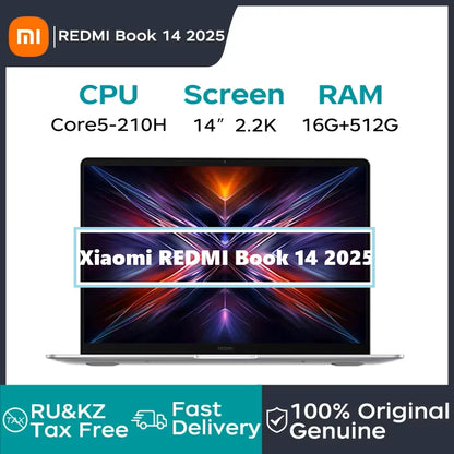 Xiaomi Laptop REDMI Book 14 2025 14" 2.2K Screen Dolby VISION ATMOS Xiaomi Hyper OS Connect New Intel Core 5-210H Notebook PC