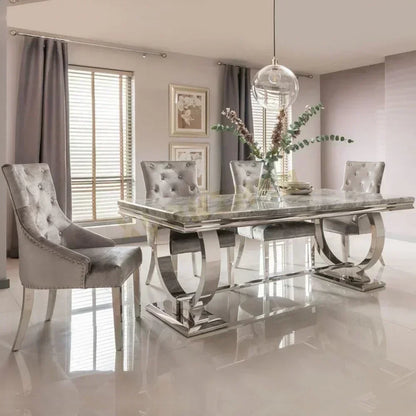 Modern Home Dining Room Furniture Dinning Room Table Luxury Stainless Steel Marble Dining Tables