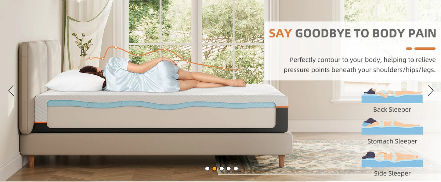 Vesgantti 16CM Gel Memory Foam Single Mattress for Cool Sleep & Pressure Relief - Medium