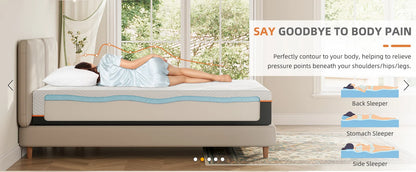 Vesgantti 16CM Gel Memory Foam Single Mattress for Cool Sleep & Pressure Relief - Medium