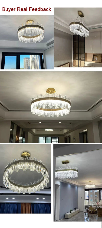 Nordic Luxury Chandeliers Crystal Pendant Ceiling Lights for Living Dining Room Kitchen Gold Pendant Light Decor Indoor Lighting