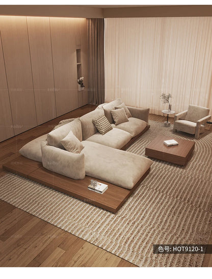 Japanese-style log wabi-sabi wind platform bread fabric sofa living room minimalist creative furniture