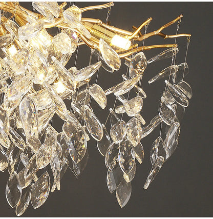 Dining Room Chandelier Long Shaped Dining Room Circular Branch Simple French Luxury Villa Living Room Crystal Lighting Fixtures