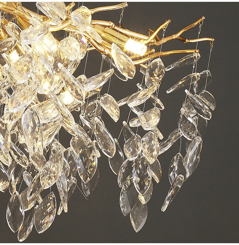 Dining Room Chandelier Long Shaped Dining Room Circular Branch Simple French Luxury Villa Living Room Crystal Lighting Fixtures