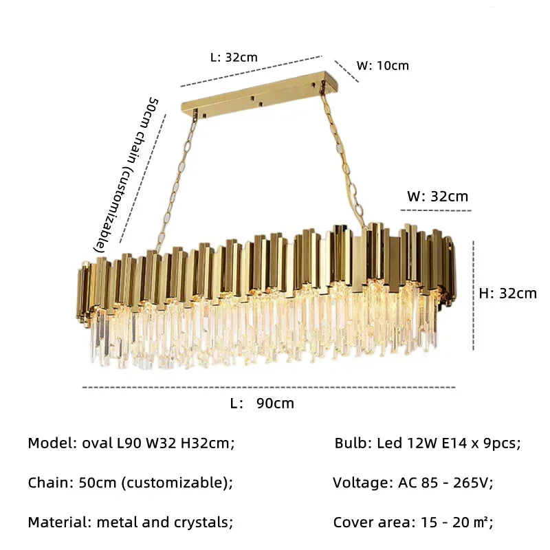 Light luxury golden luxury chandelier interior lighting hotel living room ceiling Led glossy lighting fixture crystal chandelier