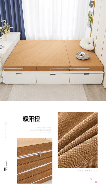 Folding Mattress Queen Size Memory Foam Mattress Japanese Tatami Sponge Mattress Multifunctional Removable Washable Mattress Pad