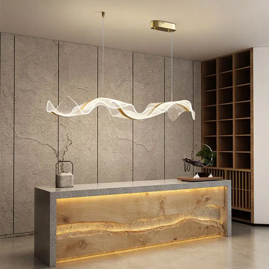 Chinese style light luxury dining room chandelier personalized creative long bar lamp new Chinese tea room lamps and lanterns