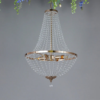 Modern Crystal Chandelier Retro Living Room Pendant Lighting Gold Finish Ceiling Light Fixture for Dining Room Foyer Bedroom