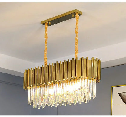 Light luxury golden luxury chandelier interior lighting hotel living room ceiling Led glossy lighting fixture crystal chandelier