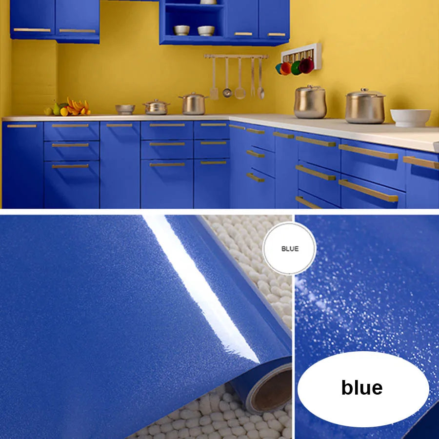 PVC Waterproof Oil-Proof Wallpaper White Self-Adhesive Kitchen Cabinet Table Top Old Furniture Renovation Color Change Stickers