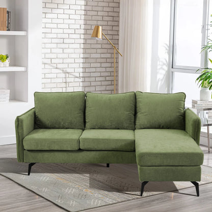 3 Seater Upholstered Corner Sectional Sofa Modern L-Shape Living Room Sofa, 193x136x73cm