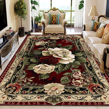 European Retro Floral Large Carpet for Living Room Luxury Decoration Rug 200x300 cm Non-slip Bedroom Cloakroom Washable Soft Mat